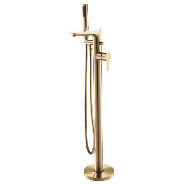 Charlotte Floorstanding Single Lever Bath Shower Mixer & Kit - Brushed Brass