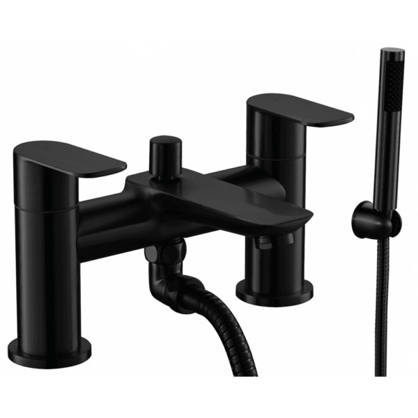 Charlotte Bath Shower Mixer & Kit (2 Hole) - Matt Black