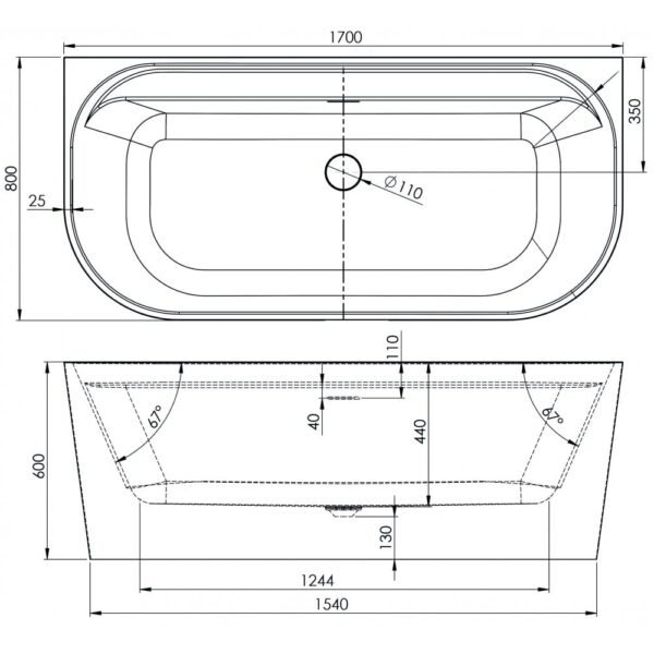 Tima Freestanding Bath - 1700 x 800mm - Image 4