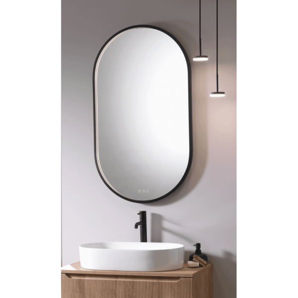 Oregon Mirror with Black Frame & Integrated LED Light - 600 x 1050mm - Image 2